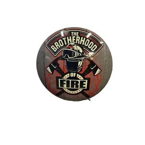 Firefighters Brotherhood‎ 16" Round Metal Domed Advertising Man Cave Bar Sign